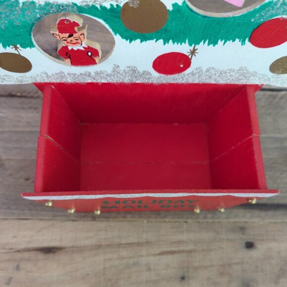 Vintage Holiday Mail Box Wooden Decorated Christmas Tree Card Holder - Picture 6 of 10